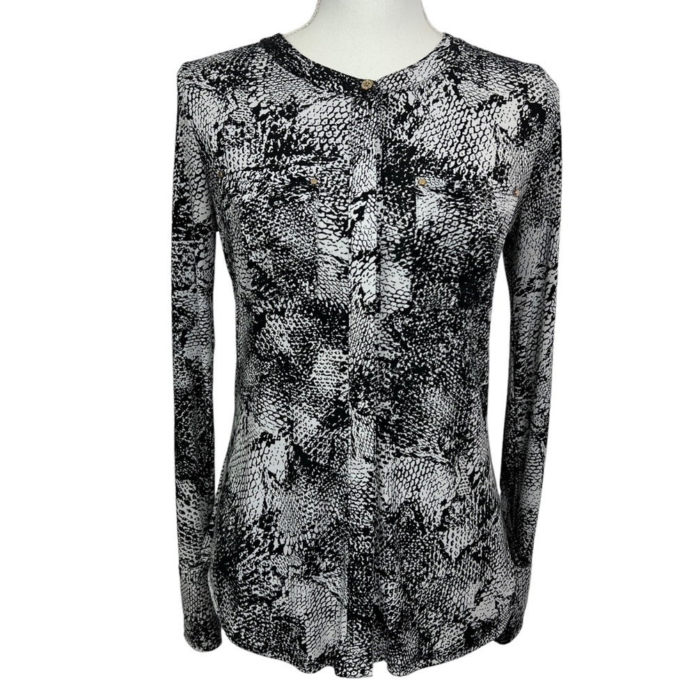 Dana Bachman Women’s Career/Dress Button Blouse Sz XS Multi Color Animal Print